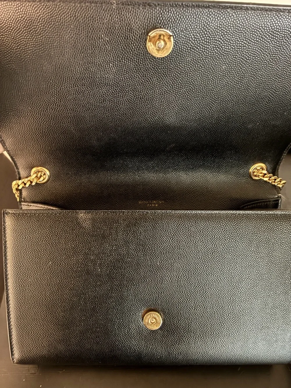 Saint Laurent Medium Black Leather Crossbody Bag with Gold Chain - Picture 3 of 4